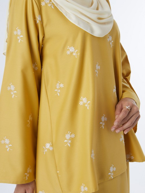 Ivy Embroidered Kurung Kedah Butter Yellow